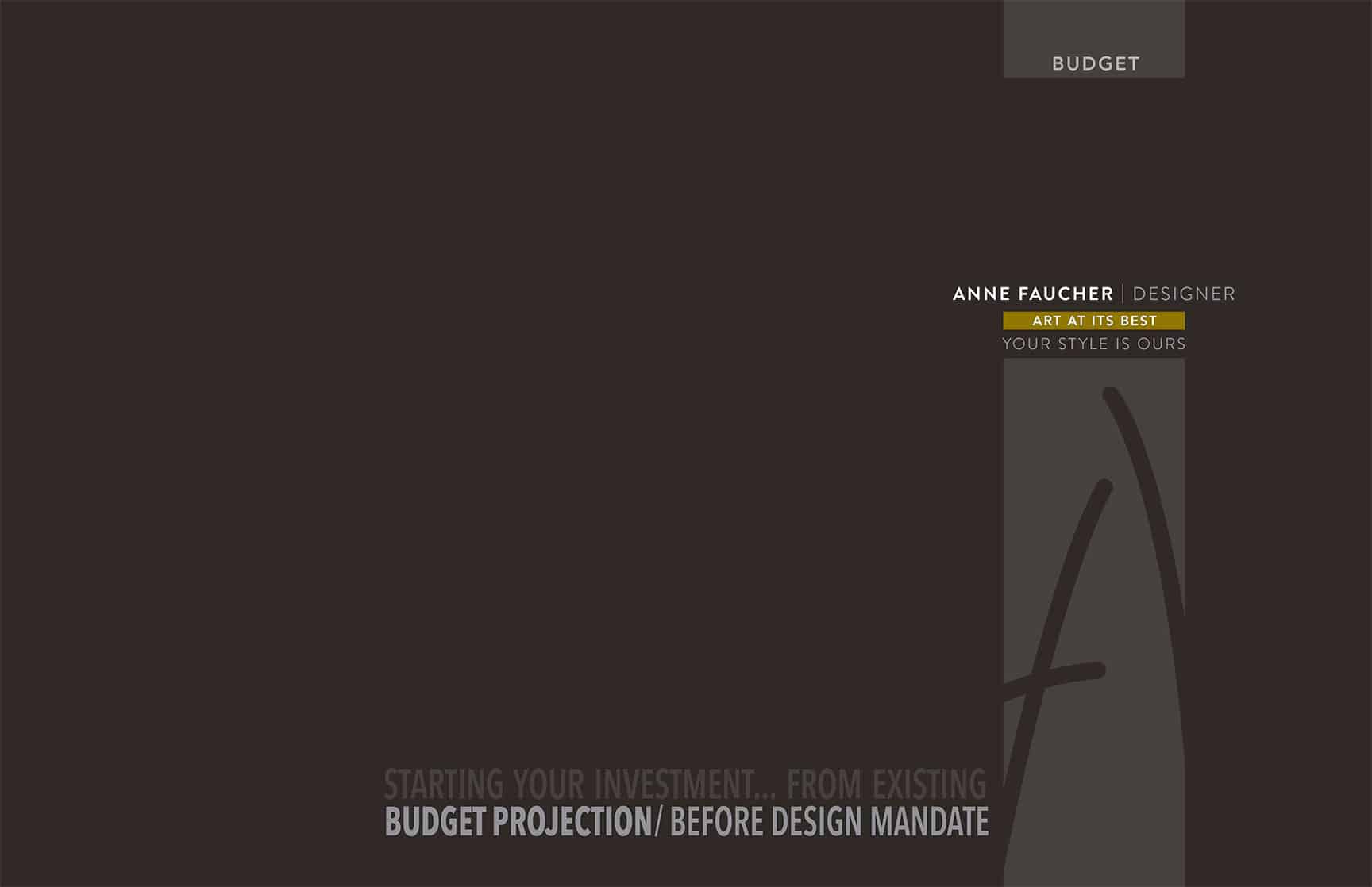 Page couverture des projections budgétaires en design d’intérieur, secteur par secteur