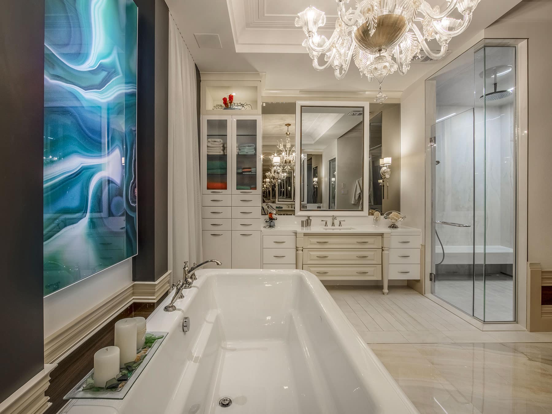 Plan d’aménagement d’une salle de bain à Québec et design des armoires et de la vanité de style Classique